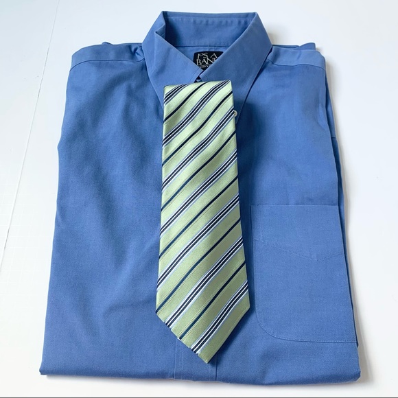 Geoffrey Beene Green Blue Striped Tie - Picture 4 of 8